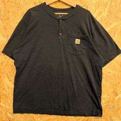 カーハート Carhartt LOOSE FIT ヘンリーネック ポケット Tシャツ ブラック L グアテマラ製 ワンポイント ロゴタグ ワークウェア 海外古着 メンズ