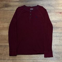 American Eagle ヘンリーネック サーマル ロンT バーガンディ S
