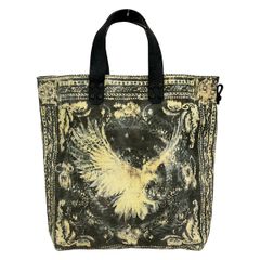 BALMAIN(バルマン) トートバッグ - アイボリー×黒×マルチ 型押し加工/鳥 レザー