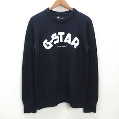 K■ジースター ロウ/G-STAR RAW フェルトロゴ ニットセーター【L】紺/MENS■6【中古】
