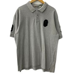 アベイシングエイプ A BATHING APE 袖ワッペン 半袖ポロシャツ グレー XLサイズ 201MT-6904