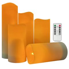 LEDキャンドル 防水 QBeau LED キャンドルライト 揺らぐ炎 電池式 5点セット リモコン付き 寝室用、キャンプ、山登り、防災、屋内外で利用可能 連続最大点灯時間約300時間 0