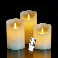 Wasin LEDキャンドルライト 癒しの雰囲気パーティーキャンドル 3点セット 専用リモート 0