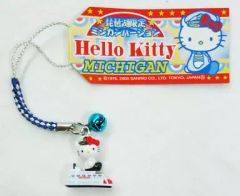 【中古】キーホルダー・マスコット(キャラクター) キティ(ミシガンバージョン) 根付け(シルバー/ブルー) 「ハローキティ」 琵琶湖限定