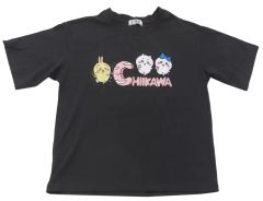 【中古】Tシャツ ちいかわ＆ハチワレ＆うさぎ(岩) Tシャツ ブラック レディース4Lサイズ 「ちいかわ なんか小さくてかわいいやつ×しまむら」