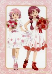 【中古】キャラカード 鹿目まどか＆佐倉杏子 「劇場版 魔法少女まどか☆マギカ ＜ワルプルギスの廻天＞ POP UP SHOP in マルイ 描き下ろし 花びらワンピースver. トレーディングブロマイド」