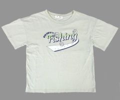【中古】衣類 ちいかわ＆ハチワレ＆うさぎ(ENJOY!!Fishing) Tシャツ グレー レディースLサイズ 「ちいかわ なんか小さくてかわいいやつ×しまむら」