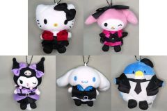 【中古】ぬいぐるみマスコット・ぬいぐるみバッジ 全5種セット ぬいぐるみチャーム 「Happyくじ Sanrio characters PUNKS Party ～Halloween2026～」 B賞