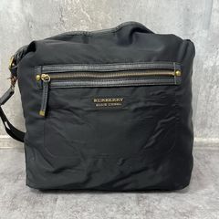【BURBERRY BLUE LABEL】バーバリーブルーレーベル ショルダーバッグ ブラック ナイロン レザー ゴールド金具 ファスナー肩掛け レディース