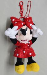 【中古】ぬいぐるみマスコット・ぬいぐるみバッジ ミニーマウス MINNIE’S DOTRIBBON ぬいぐるみキーホルダー 「ディズニー」 ディズニーストア限定