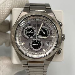 ■CITIZEN シチズン ATTESA アテッサ Eco-Drive エコドライブ 電波時計 クロノグラフ チタン S91030 グレー文字盤 メンズ 中古