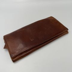 ■TAKEO KIKUCHI タケオキクチ 長財布 ブラウン 本革 ジャパンレザー オイルフィニッシュ メンズ 中古 二つ折り長財布 カードポケット複数
