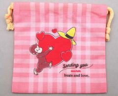【中古】バッグ ジョージ(レッド) 巾着 「セガ ラッキーくじ おさるのジョージ 85th ～Happy Heartful Days～」 E賞