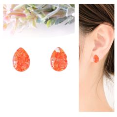 no.244　レジン　しずく型　金木犀　ドライフラワー　ピアス　イヤリング　ハンドメイド