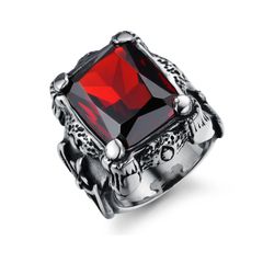 ファッション アクセサリー メンズ 指輪 20号 ごつい 印台リング レトロ アンティーク ステンレス 爪 ブラックリング スカル レディース 幅広 レッド
