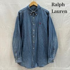ラルフローレン BLAIRE 90s ポニー 刺繍 ボタンダウン デニム シャツ メンズ L ISItems【USED】【古着】【中古】50169410