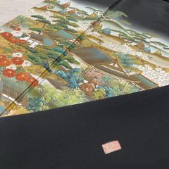 作家物 黒留袖 美しい風景 着物 正絹 五つ紋 X-10483