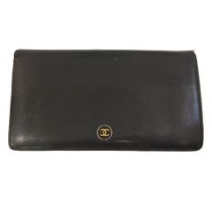 シャネル CHANEL 長財布 キャビアスキン 多収納 ココマーク 黒 ブラック
