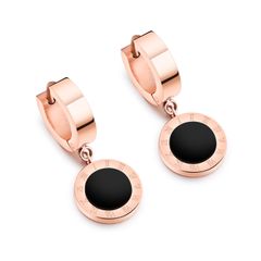 ピンクゴールド ピアス(両耳用) ジュエリー フープピアス レディース k18 チタン 18k ジルコニア リングピアス 揺れる ローマ数字 ブラック 金属アレルギー対応