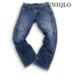 UNIQLO ユニクロ 秋冬 防風ジーンズ★ 裏起毛 ウォッシュ加工 デニム パンツ ジーンズ Sz.32 メンズ バイク