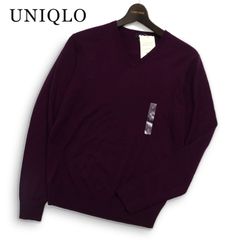【新品 未使用】 UNIQLO ユニクロ 秋冬★ エクストラファインメリノ ウール100% Vネック セーター ニット Sz.S メンズ