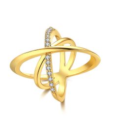 ゴールド アクセサリー ジュエリー リング レディース ジルコニア 指輪 16号 三連