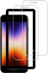 KPNS iPhone SE3 ガラスフィルム【2枚セット】ガイド枠付き 日本素材製 強化ガラス iPhoneSE 3 2022 第3世代 / iPhone SE2 2020 第2世代 / iPhone8 7 6 6s 用 ガラスフィルム 強化ガラス カバー