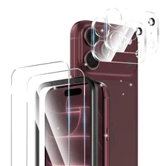 iPhone 18 Pro用 ガラスフィルム 強化ガラス カメラ 保護フィルム 日本旭硝子素材製 液晶 耐指紋 ガイド枠付き 貼り付け簡単
