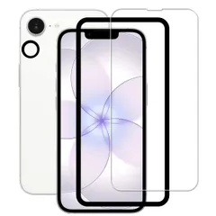 対応 iPhone 17e/16e 用の ガラスフィルム 1枚 カメラフィルム 1枚 ガイド枠付き 9H硬度 iphone 17e ガラスフィルム