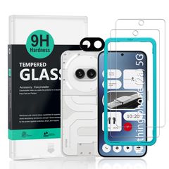 Ibywind 対応 Nothing Phone (2a) 5G/Phone (2a) Plus 5G ガラスフィルム 2 枚保護フィルム ガイド枠付き レンズカバー（1枚）すり傷防止耐衝撃硬度 9H強化ガラスフィルム【滑らかな手触り】【気泡ゼロ】【指紋認証対