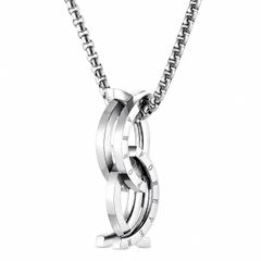 シルバー リング部分の幅は約0.8cm ネックレス 変形リング メンズ 2WAY 指輪 ペンダント ステンレス FOREVER刻印 60cmチェーン