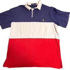 polo by ralph lauren ポロシャツ　半袖　Lサイズ　ボーダー　古着　トリコロールカラー　ラガーシャツ