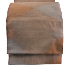 名古屋帯 秀品 八寸名古屋帯 紬地 霞 銀糸 赤茶 正絹 【中古】