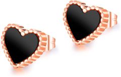 ブラック ピアス(両耳用) ジュエリー スタンドピアス レディース ピアス ステンレス ハート アンティーク風