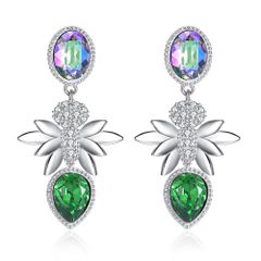 グリーン ピアス(両耳用) ジュエリー ピアス レディース プラチナ シルバー925 スタンドピアス しずく 水晶 クリスタル ハワイアンジュエリー