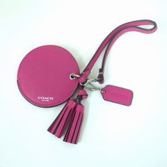 COACH コーチ バッグチャーム ミラー付き タッセル ピンク レザー