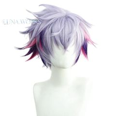 【新品未使用】コスプレ ウィッグ 不破湊 ふわっち カツラ 耐熱 変装用ウィッグ ボブ 紫 ピンク メッシュ コスチューム小物 パーティー ハ