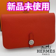 ギフト対応　国内正規品　最短当日発送　未使用　エルメス財布　ドゴン　デュオ　オレンジ　ヴォートゴ