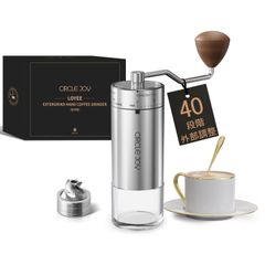 CIRCLE JOY コーヒーミル 手動 CNCステンレス鋼円錐形バリ 40段階外部調整 ダブルベアリングの 位置決め 容量30グラム 携帯性に優れ お手入れ簡単 ステンレス製コーヒーグラインダー エスプレッソ フレンチプレス プールオーバー対応 ステンレス