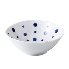 【新品】 波佐見焼 ボウル 皿 変形小付 約10cm 藍染水玉 日本製
