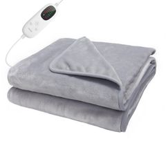 MOSMEE 電気掛け毛布 電気毛布 電気ひざ掛け 膝掛け 電気ブランケット 掛け敷き 電気シーツ 洗える ダニ退治 頭寒足熱配線 省エネ 3分速暖 タイマー付き フランネル ライトグレー 140×80cm★m 020a3180