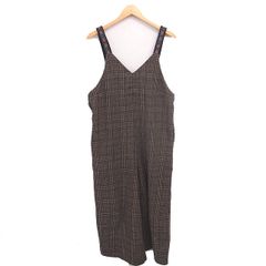 チチカカ titicaca サロペット オーバーオール チェック ワイドパンツ ロング 厚手 ノースリーブ F ベージュ ブラック 薄茶 黒 /TT ■GY75