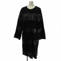 シビラ SYBILLA ラムレザーコート ノーカラー ラムレザー 黒 ブラック M