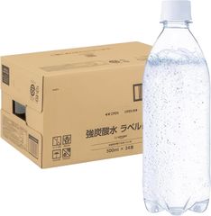 強炭酸水 ×24本 ペットボトル 500ml ラベルレス 500ミリリットル 炭酸水 by