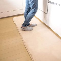 アイリスプラザ キッチンマット 台所マット 玄関マット 60×240cm 洗える 防ダニ加工 ふわふわ フランネル ホットカーペット対応 ベージュ FNR-K-6024