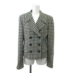 ジェラールダレル GERARD DAREL テーラードジャケット ダブルブレスト 9 黒 ブラック 白 ホワイト 千鳥格子柄 ウール /RY ■GY75