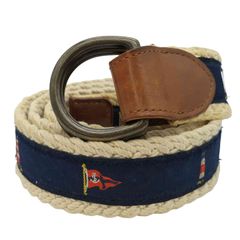ラルフローレン RALPH LAUREN 旗 灯台 レザー切り替え リング ベルト メンズ 表記無 