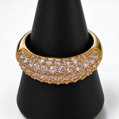 SWAROVSKI スワロフスキー リング ゴールド クリアストーン パヴェ ラインストーン 3連風 ボリュームリング 幅広 ドーム型 キラキラ 華やか エレガント レディース 指輪 アクセサリー ヴィンテージ 17号 58 正規品 00EC-0288
