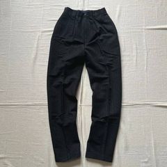 90s　vintage　ヴィンテージ古着　RALPH LAUREN　ラルフローレン　細ストライプ柄　ワンタックスラックス　センタープレス　美テーパードシルエット　ハイウエスト　ロールアップ　ブラック　9　一点物　アメカジ　トラッド　stripes slacks