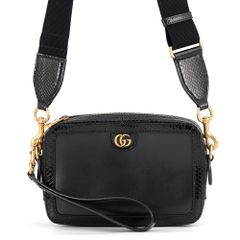 グッチ ショルダーバッグ GGマーモント パイソン 710861 GUCCI 2wayクラッチバッグ 黒